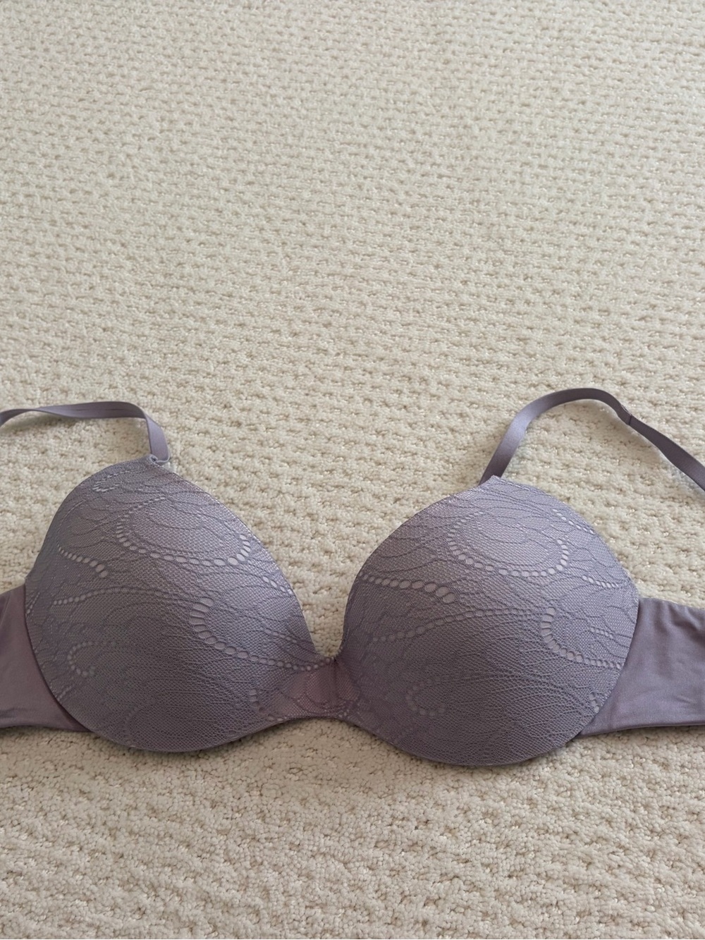 Warner's Lace-Overlay Push-Up Bra in Lavender Purple Unbelievable Demi 36B